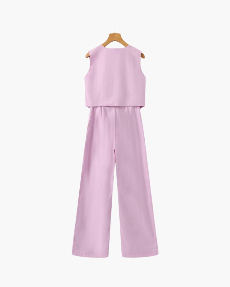 Dama Elegante - Conjunto de Lino de Dos Piezas