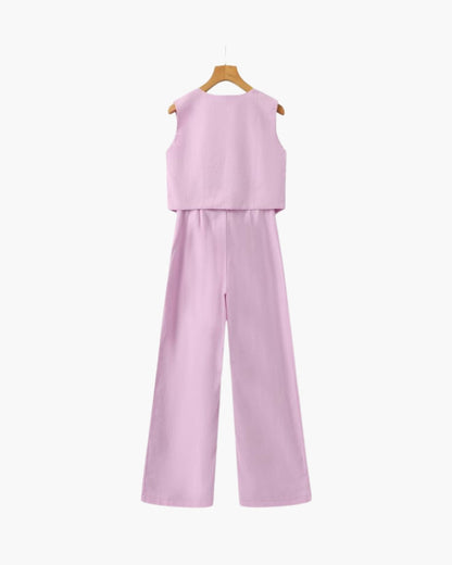 Dama Elegante - Conjunto de Lino de Dos Piezas