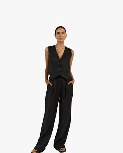 Dama Elegante - Conjunto de Lino de Dos Piezas