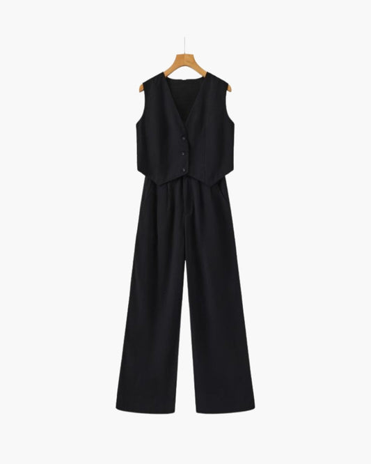 Dama Elegante - Conjunto de Lino de Dos Piezas