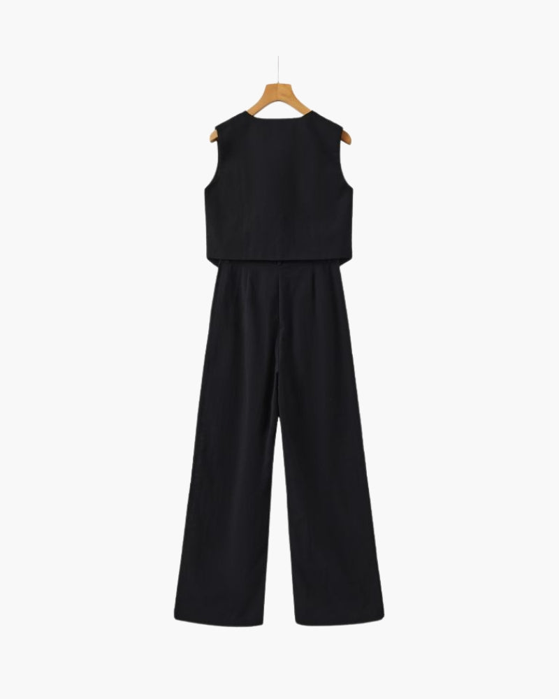 Dama Elegante - Conjunto de Lino de Dos Piezas