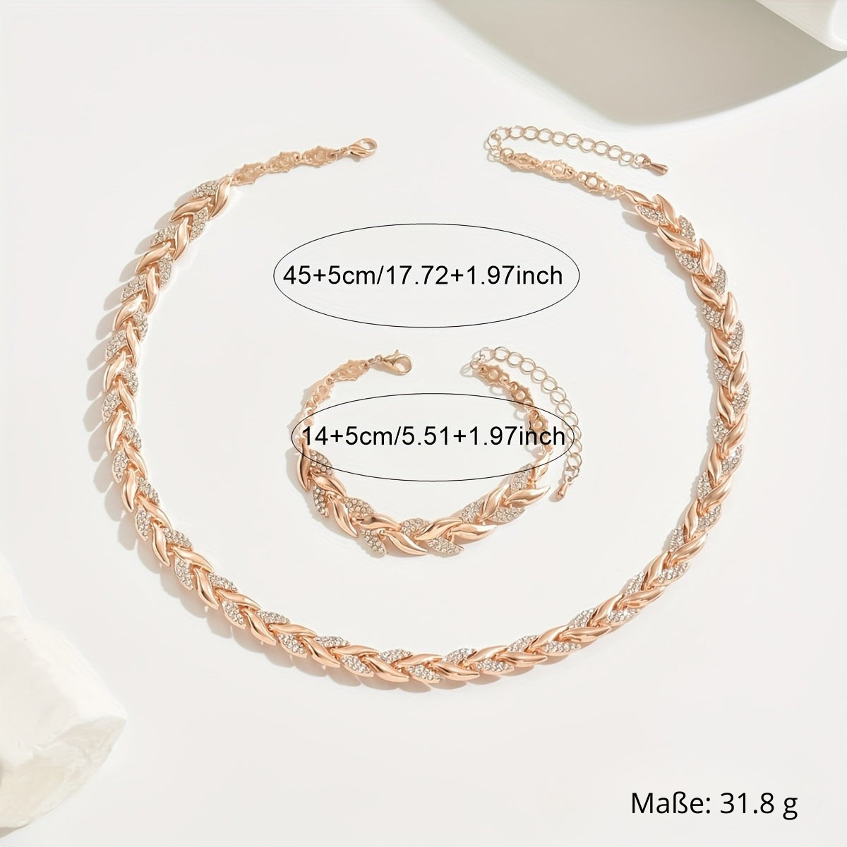 Conjunto de Joyería Elegante con Diseño de Cola de Pescado y Rhinestones - Collar y Pulsera